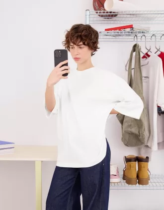 Camiseta oversize de algodón pesado de manga corta Off white