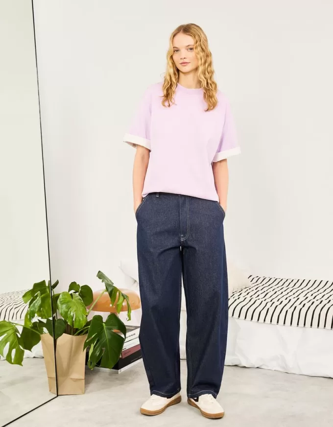 Camiseta oversize de algodón pesado de manga corta Violet