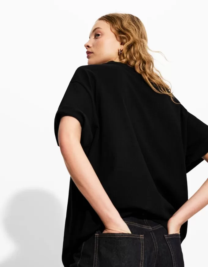 Camiseta oversize de algodón pesado de manga corta Black