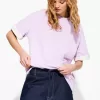 Camiseta oversize de algodón pesado de manga corta Violet