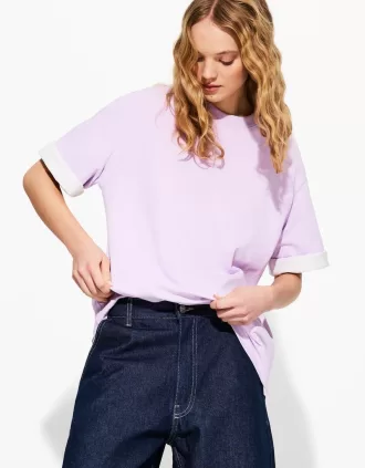 Camiseta oversize de algodón pesado de manga corta Violet
