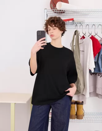 Camiseta oversize de algodón pesado de manga corta Black