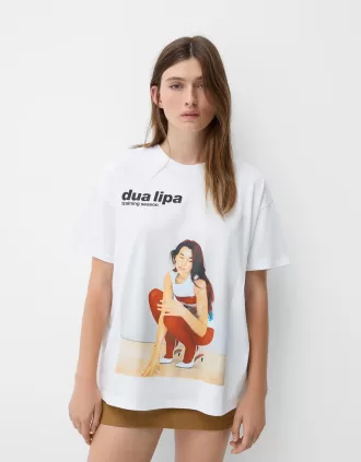 Camiseta oversize de manga corta Dua Lipa White