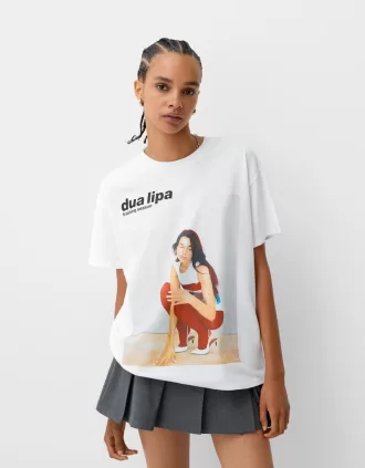 Camiseta oversize de manga corta Dua Lipa White