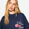 Camiseta oversize estampada de manga corta Navy