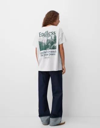 Camiseta oversize estampada de manga corta Grey