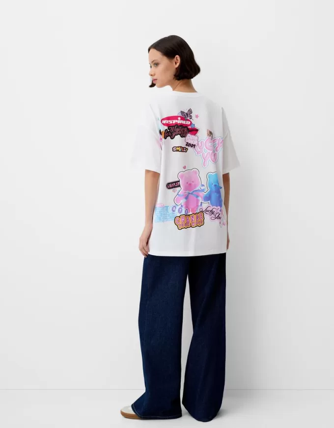 Camiseta oversize estampada de manga corta Off white