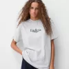 Camiseta oversize estampada de manga corta Grey