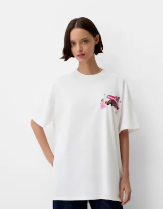 Camiseta oversize estampada de manga corta Off white