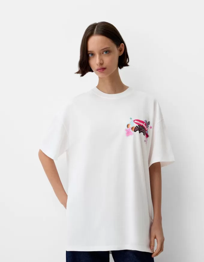 Camiseta oversize estampada de manga corta Off white