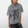 Camiseta oversize estampada de manga corta Grey