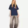Camiseta oversize estampada de manga corta Navy