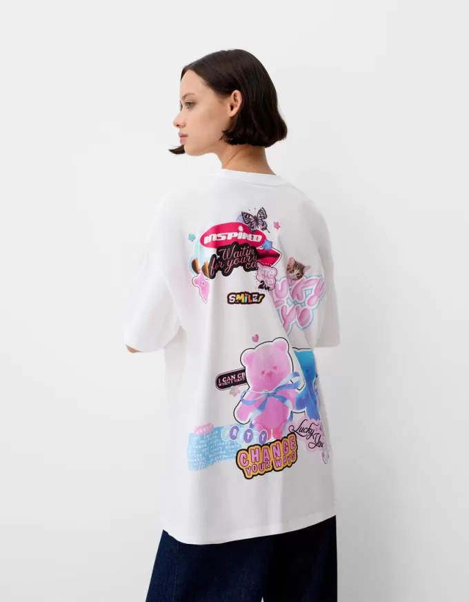 Camiseta oversize estampada de manga corta Off white