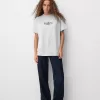 Camiseta oversize estampada de manga corta Grey