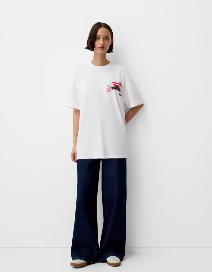 Camiseta oversize estampada de manga corta Off white