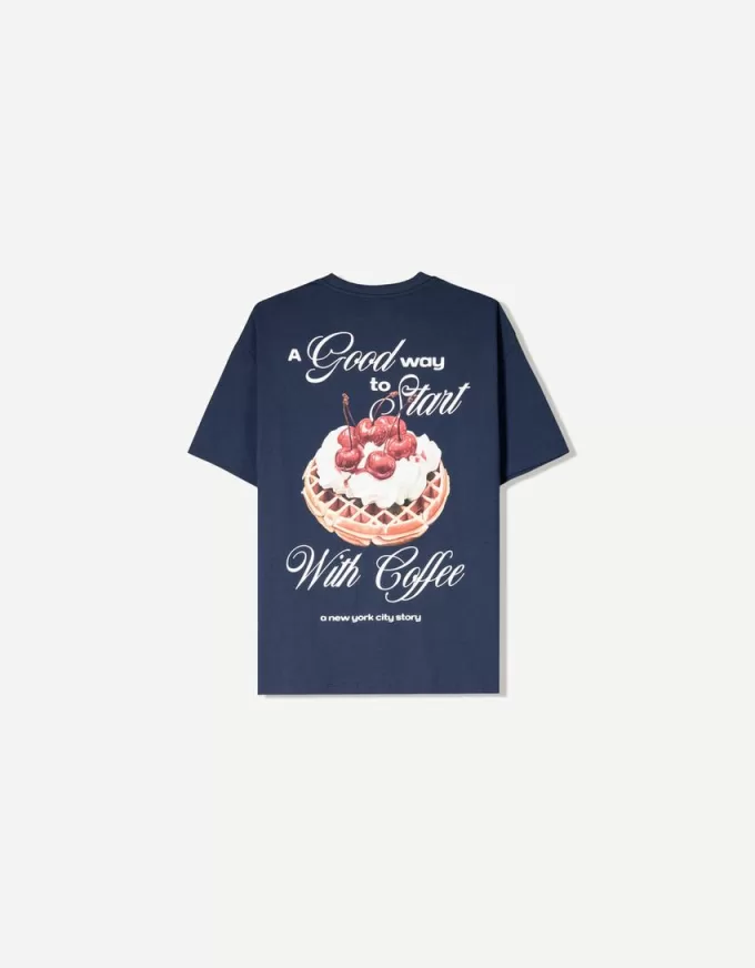 Camiseta oversize estampada de manga corta Navy