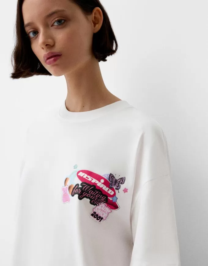 Camiseta oversize estampada de manga corta Off white