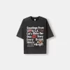 Camiseta oversize estampada de manga corta Grey