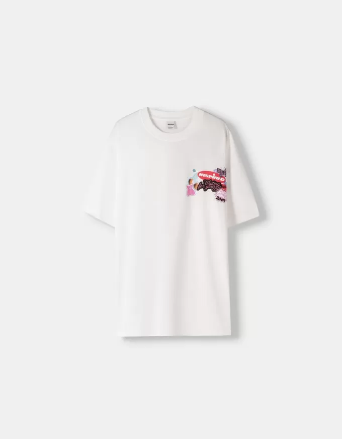 Camiseta oversize estampada de manga corta Off white