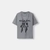 Camiseta oversize estampada de manga corta Grey