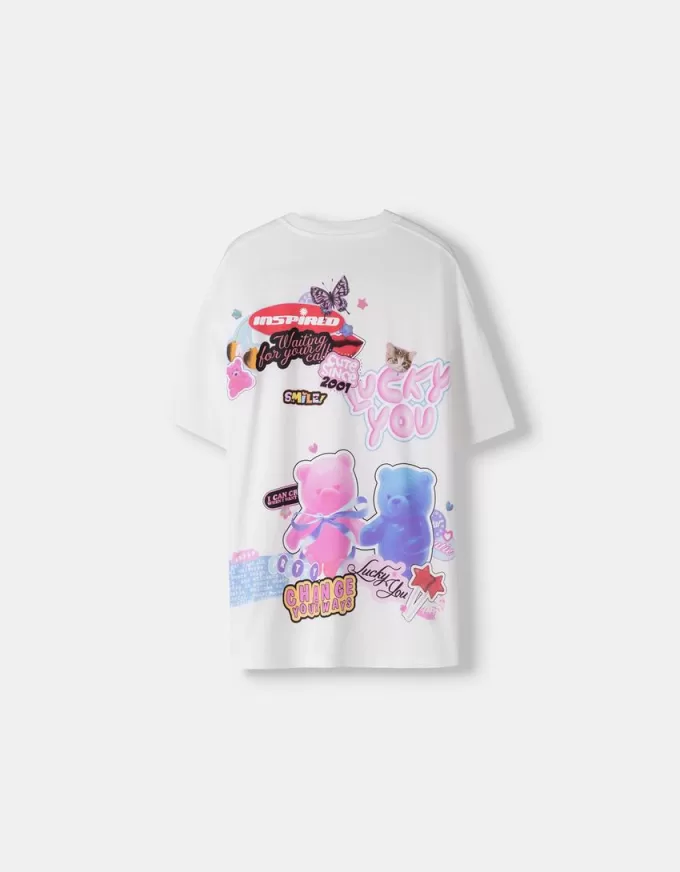 Camiseta oversize estampada de manga corta Off white