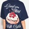 Camiseta oversize estampada de manga corta Navy
