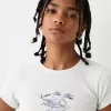 Camiseta punto gofre manga corta estampada Grey