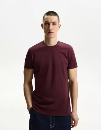 Camiseta roll-up manga corta bordada Maroon