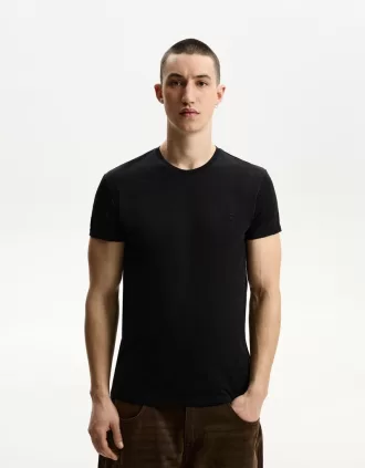 Camiseta roll-up manga corta bordada Black