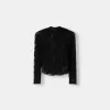 Camiseta rubia de encaje con cuello alto y manga larga Black