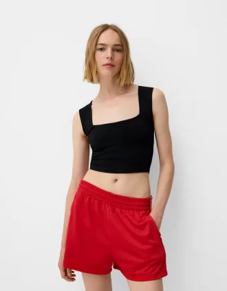 Camiseta sin mangas con escote cuadrado Black
