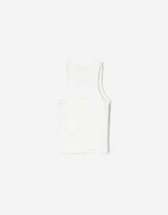 Camiseta sin mangas de canalé Off white