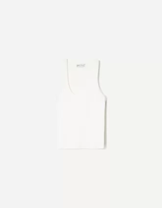 Camiseta sin mangas de canalé Off white