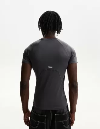 Camiseta slim fit de manga corta con costuras Grey