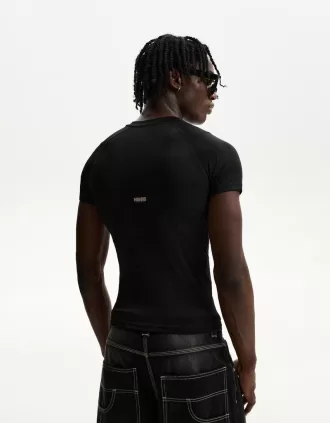 Camiseta slim fit de manga corta con costuras Black