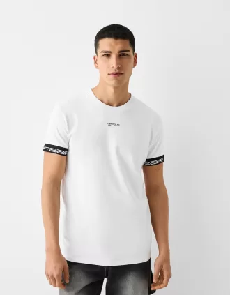 Camiseta slim fit de manga corta con detalle de rayas White
