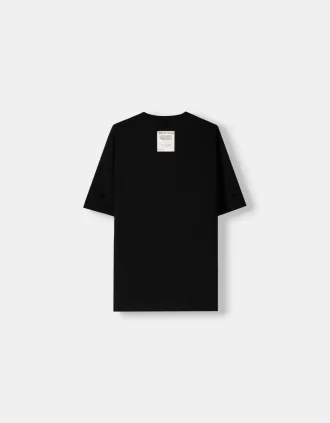 Camiseta tejido grueso manga corta con costuras Black