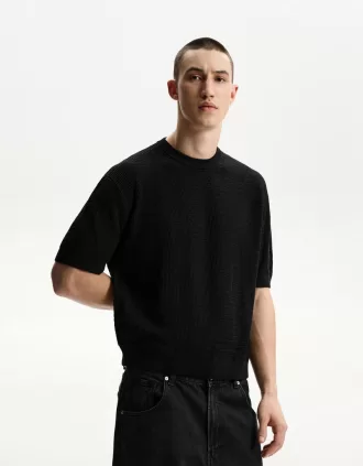 Camiseta textura manga corta Black