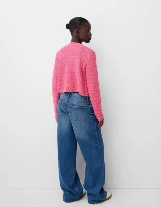 Cárdigan texturizado con cuello redondo Pink