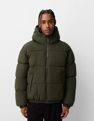 Cazadora acolchada con capucha Khaki