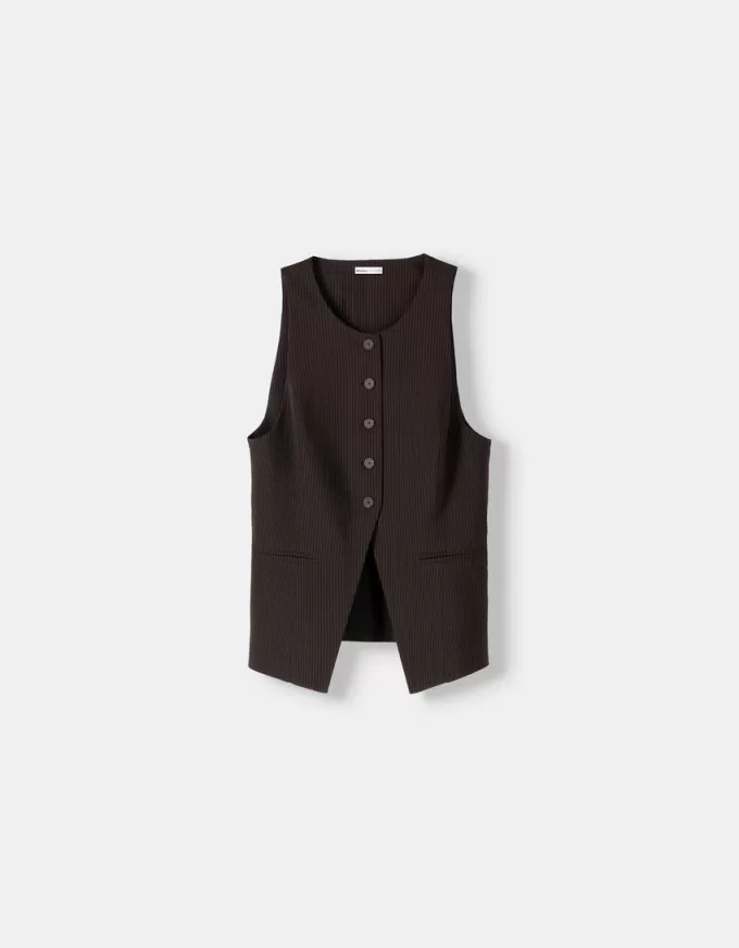 Chaleco ajustado con botones Brown