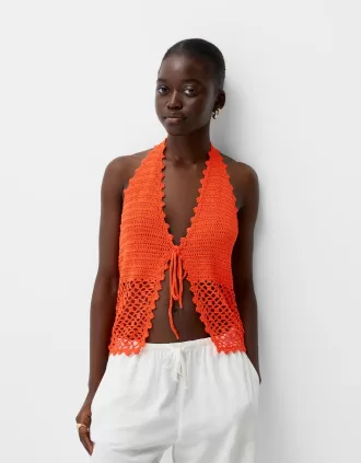 Chaleco halter rústico Coral