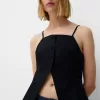 Chaleco mezcla lino tirantes Black