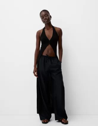 Chaleco midi con espalda abierta Black
