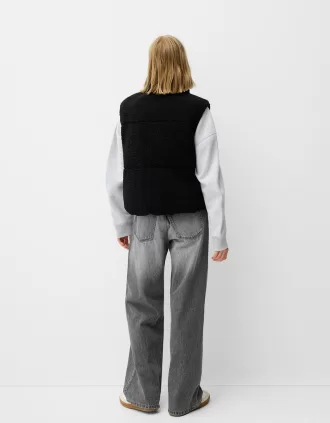Chaleco reversible de borreguito sintético Black