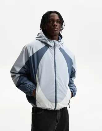 Chaqueta acolchada color block Light blue