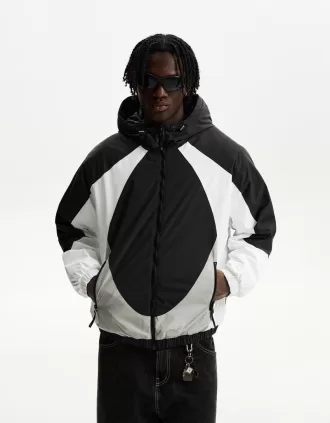 Chaqueta acolchada color block Black