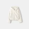 Chaqueta acolchada con capucha de pelo sintético Off white