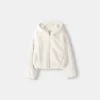 Chaqueta acolchada con capucha de pelo sintético Off white