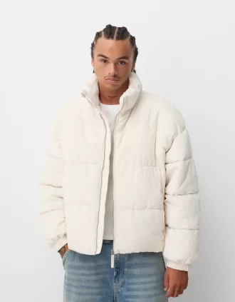 Chaqueta acolchada de pana Cream